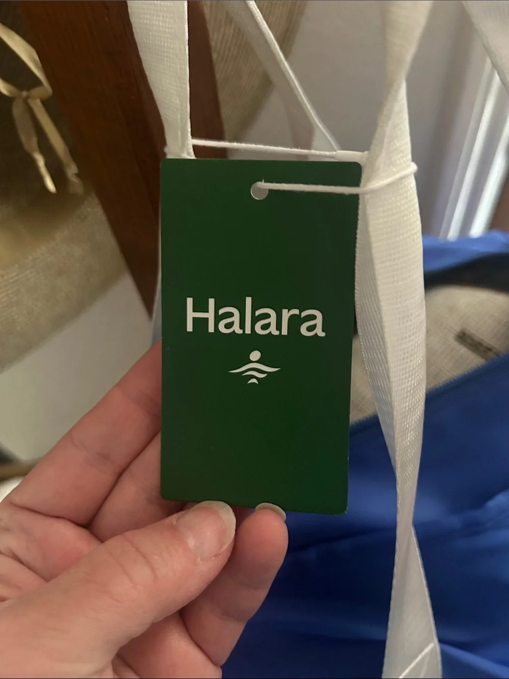 HALARA Blue Duffel Bag with White Straps